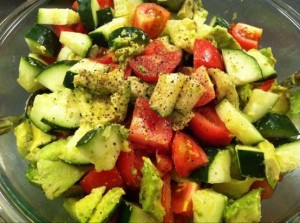 cucumber, tomato, avocado salad