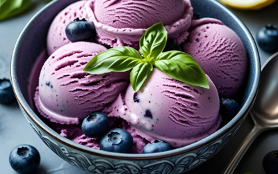 Blueberry Lemon Basil Ice Cream