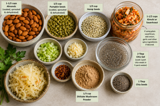 Kimchi and Sauerkraut Bread Ingredients