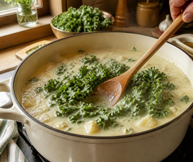 Roasted Cauliflower and Kale Soup